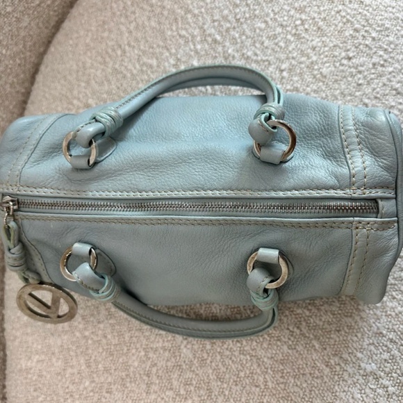 Authentic Valentino Leather Aqua Blue V Motif Metal Bag - Picture 14 of 16